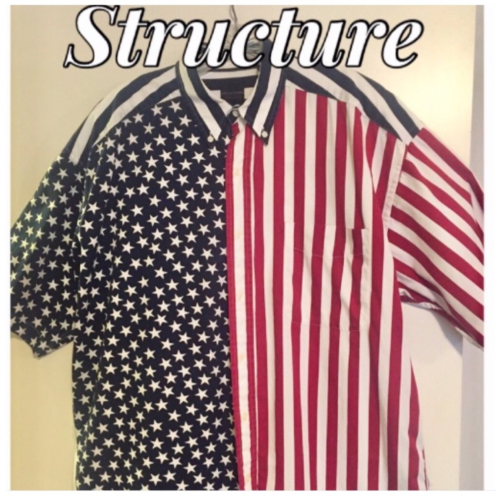 Vintage Patriotic Red,White & Blue Shirt L
